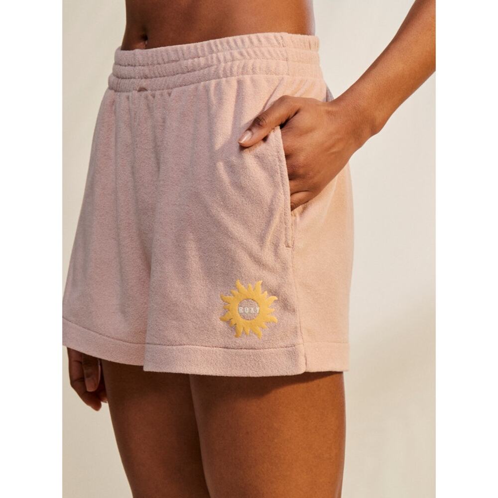 ROXY Women's Size XS Better Not Wait Toweling Shorts Terrycloth - Peach Whip
